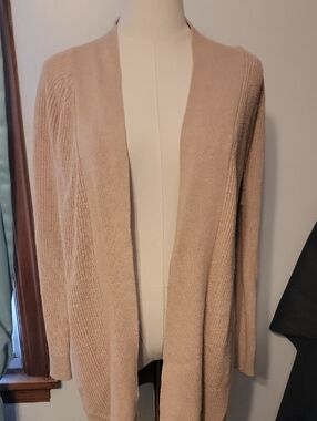 LOFT Open-Front Tan Cardigan Sweater